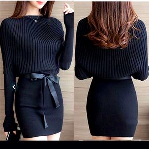 Black long-sleeve sweater dress BNWOT